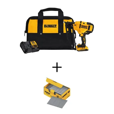 DeWalt DCN660D1WA16200, bundle: 20V MAX XR 16-Gauge Cordless Angled Finish Nailer Kit with 2 in. 16-Gauge Angled Finish Nails (2500 Pack)