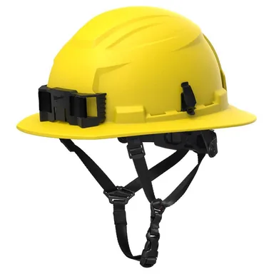Milwaukee 48-73-1653, accessory: BOLT Yellow Type 2 Class E Full Brim Non-Vented Safety Helmet (photograph from the Home Depot listing)