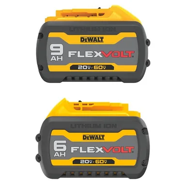 DeWalt DCB609WDCB606, bundle: 20V/60V MAX FLEXVOLT Lithium-Ion 9.0Ah Battery and 6.0Ah Battery (2 -Pack)