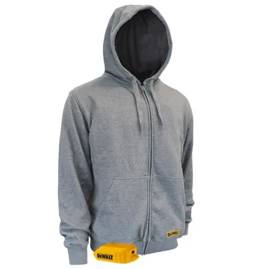 DeWalt DCHJ080B-2X, bare tool: DCHJ080B Men's 2X Heather Gray Heated French Terry Cotton Hoodie with Adapter Only