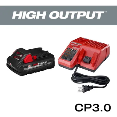 Milwaukee 48-59-1835, accessory: M18 18-Volt Lithium-Ion HIGH OUTPUT Starter Kit with One 3.0Ah Battery and Charger (photograph from the Home Depot listing)