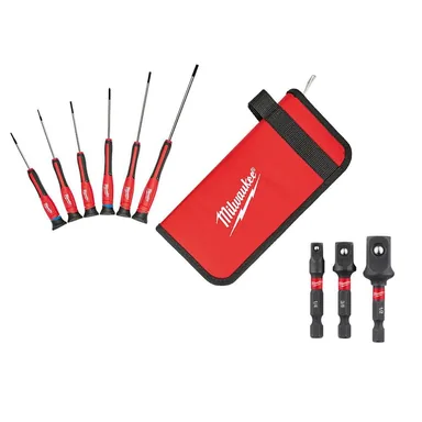 Milwaukee 48-22-2606-48-32-5033, bundle: 6PC Precision Screwdriver Set w/ Case and SHOCKWAVE Impact Duty 1/4 in. Hex Shank Socket Adapter Set (3-Piece)