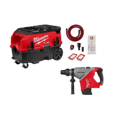 Milwaukee 0888-20-2918-20, bundle: M18 FUEL PACKOUT 9 Gal. Extractor w/ VACLINK with M18 FUEL 18V 1-3/4 in. SDS-Max Rotary Hammer (Tool-Only)
