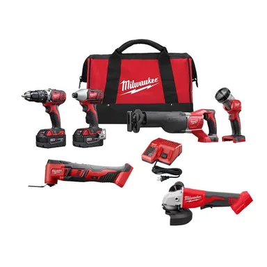 Milwaukee 2696-24-2626-20-2686-20, bundle: M18 18V Lithium-Ion Cordless Combo Kit with Two 3.0Ah Batteries, 1-Charger (4-Tool) with Multi-Tool & Grinder