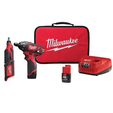Milwaukee 2401-22-2460-20, bundle: M12 12V Lithium-Ion Cordless 1/4 in. Hex Screwdriver Kit with M12 Lithium-Ion Cordless Rotary Tool (Tool Only)