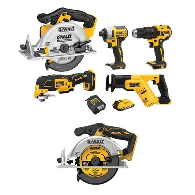 DeWalt DCK540D1WCS565B, bundle: 20V MAX Lithium-Ion Cordless Combo Kit (5-Tool) and 20V MAX Brushless 6-1/2 in. Circular Saw with 2 Ah Battery & Charger