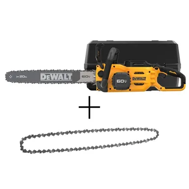 DeWalt DCCS677BW1DT620, bundle: FLEXVOLT 60V MAX 20 in. Brushless Cordless Battery Powered Chainsaw and Case(Tool with Case Only) and Extra 20 in. Chain