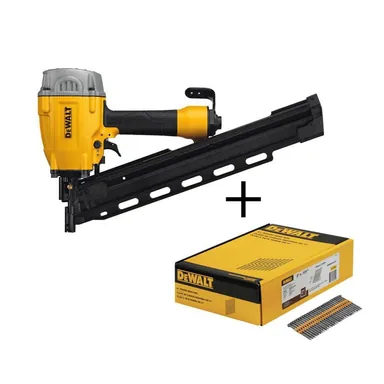 DeWalt DWF83PLW10D131, bundle: Pneumatic 21-Degree Collated Framing Nailer and 3 in. x 0.131 in. Metal Framing Nails (2000 Pack)