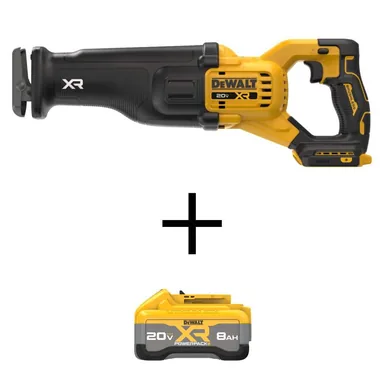 DeWalt DCS384BWDCB2108, bundle: 20V XR Lithium-Ion Cordless Reciprocating Saw with 20V Max XR 8.0 Ah Battery Pack