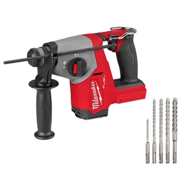 Milwaukee 2908-20-48-20-7498, bundle: M18 FUEL 18V Lith-Ion Brushless Cordless 5/8 in. SDS-Plus Rotary Hammer w/ Drill Bit Kit