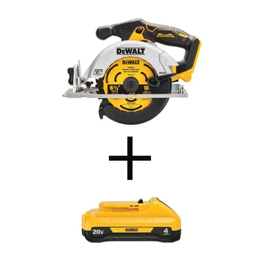 DeWalt DCS565BWDCB240, bundle: 20V MAX Cordless Brushless 6-1/2 in. Circular Saw with 20V MAX Compact Lithium-Ion 4.0Ah Battery Pack