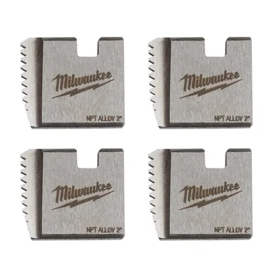 Milwaukee 48-36-1106, accessory: 2 in. NPT Alloy Portable Pipe Threading Dies (4-Pack) (photograph from the Home Depot listing)