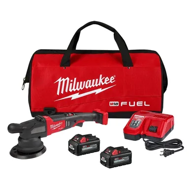 Milwaukee 2685-22HD, kit: M18 FUEL18V Lithium-Ion Brushless Cordless 21 mm DA Polisher Kit with (2) M18 Batteries, Charger and Bag
