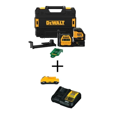 DeWalt DCLE34020GBW30C, bundle: 20V MAX Cordless 280 ft. Green Cross-Line Laser Level with Compact Lithium-Ion 3.0Ah Battery and 12V to 20V MAX Charger