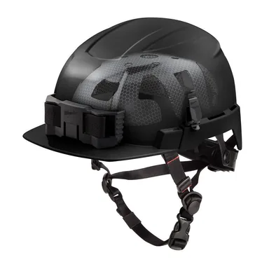 Milwaukee 48-73-1375, accessory: BOLT Black Type 2 Class E Front Brim Non-Vented Safety Helmet with IMPACT-ARMOR Liner (photograph from the Home Depot listing)