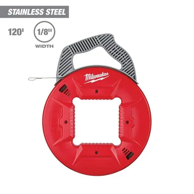 Milwaukee 48-22-4186, unpowered: 120 ft. x 1/8 in. Stainless Steel Fish Tape