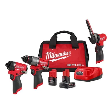 Milwaukee 2483-20-3497-22, bundle: M12 FUEL 12-Volt Lithium-Ion Brushless Cordless 3/8 in. x 13 in. Bandfile with M12 2-Tool Combo Kit