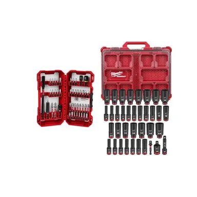 Milwaukee 48-32-4023-49-66-6805, bundle: SHOCKWAVE Impact Duty Alloy Steel Screw Driver Bit Set (45-Piece) & 3/8 in. Metric & SAE Impact Socket Set (36-PC)
