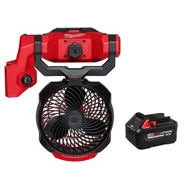 Milwaukee 0817-20-48-11-1855, bundle: M18 18-Volt Lithium-Ion Brushless Cordless Scissor Lift Fan w/ HIGH OUTPUT 5.0 Ah Battery