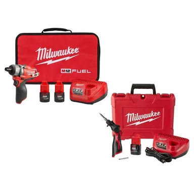 Milwaukee 2402-22-2488-21, bundle: M12 FUEL 12V Lithium-Ion Brushless Cordless 1/4 in. Hex 2-Speed Screwdriver Kit W/(2) 2.0h Batteries,&Soldering Iron Kit