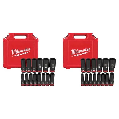 Milwaukee 49-66-7014-49-66-7014, bundle: SHOCKWAVE 1/2 in. Drive Metric Deep Well 6 Point Impact Socket Set (28-Piece)