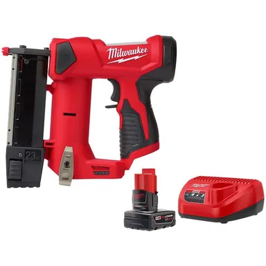 Milwaukee 2540-20-48-59-2440, bundle: M12 12-Volt 23-Gauge Lithium-Ion Cordless Pin Nailer with Compact Battery Pack 2.0Ah and Charger Starter Kit