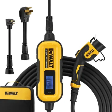 DeWalt DXPAEV032, standalone tool: Level-2 Portable Electric Vehicle EV Charger up to 32 Amps, 120-240-Volt AC 7.6 KW, 25 Ft. Cable, Weatherproof