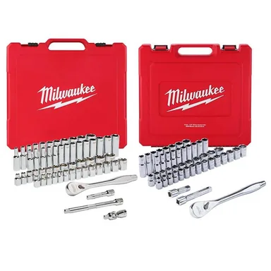 Milwaukee 48-22-9008-48-22-9010, bundle: 3/8 in. and 1/2 in. Drive SAE/Metric Ratchet and Socket Mechanics Tool Set (103-Piece)