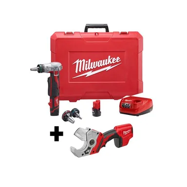 Milwaukee 2432-22-2470-20, bundle: M12 12V Lithium-Ion Cordless ProPEX Expansion Tool Kit W/ M12 PVC Pipe Shear