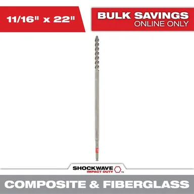 Milwaukee 48-13-7805, accessory: 11/16 in. x 22 in. Fiberglass Utility Auger Bit