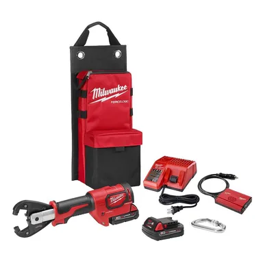 Milwaukee 2678-22K, kit: M18 18V Lithium-Ion Cordless FORCE LOGIC 6-Ton Utility Crimping Kit with Kearney Grooves (photograph from the Home Depot listing)