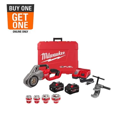 Milwaukee 2870-22, kit: M18 FUEL One-Key Cordless Brushless Compact Pipe Threader Kit W/(2) 8.0Ah Batteries, 1/2 in. - 1-1/4 in. Aluminum Dies