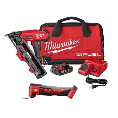 Milwaukee 2839-21CT-2626-20, bundle: M18 FUEL 18-Volt Lithium-Ion Brushless Cordless Gen II 15-Gauge Angled Nailer Kit W/M18 Multi-Tool