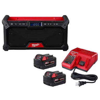 Milwaukee 2952-20-48-59-1852B, bundle: M18 18V Lithium-Ion Cordless Jobsite Radio with Two 5.0Ah Batteries and Charger