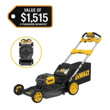 DeWalt DCMWSP700Y2, kit: FLEXVOLT 2x60V MAX 21 in. Cordless Battery Powered Self Propelled Lawn Mower Kit with (2) 4.0 Ah Batteries and Chargers
