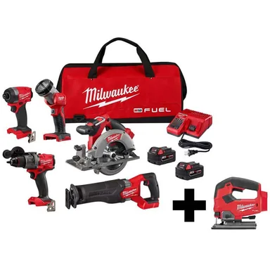 Milwaukee 3697-25-2737-20, bundle: M18 FUEL 18-Volt Lithium-Ion Brushless Cordless Combo Kit (5-Tool) with FUEL Jigsaw