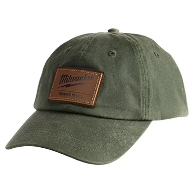 Milwaukee M772E, unpowered: Waxed Canvas Adjustable Hat-Green (photograph from the Home Depot listing)