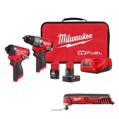 Milwaukee 3497-22-2426-20, bundle: M12 FUEL 12-Volt Li-Ion Brushless Cordless Hammer Drill and Impact Driver Combo Kit (2-Tool) with M12 Multi-Tool