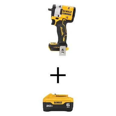 DeWalt DCF923BWDCB206, bundle: ATOMIC 20V MAX Lithium-Ion Cordless Brushless 3/8 in. Variable Speed Impact Wrench with 2-POWERSTACK Compact Batteries