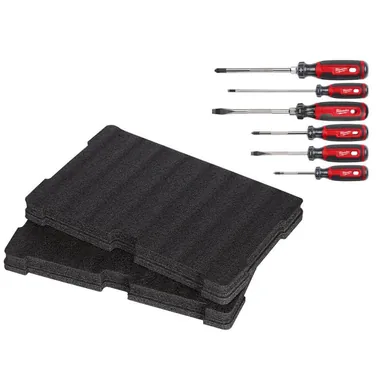 Milwaukee MT200-6-48-22-8451, bundle: Screwdriver Set with Cushion Grip with PACKOUT Tool Box Customizable Foam Insert (7-Piece)