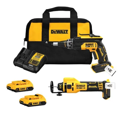 DeWalt DCK265D2, bundle: 20-Volt Lithium-Ion Cordless Brushless Screwgun and Cut-Out Combo Kit with (2) 2.0Ah Batteries, Charger and Bag