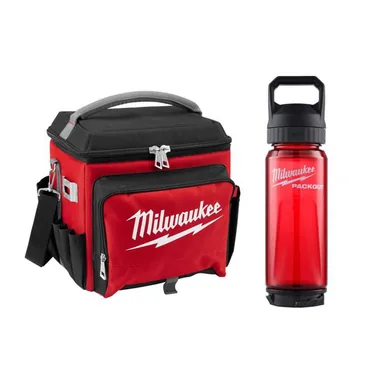 Milwaukee 48-22-8250-48-22-8372B, bundle: 21 qt. Soft Sided Jobsite Lunch Cooler with PACKOUT 34 Oz. Black Plastic Bottle with Chug Lid
