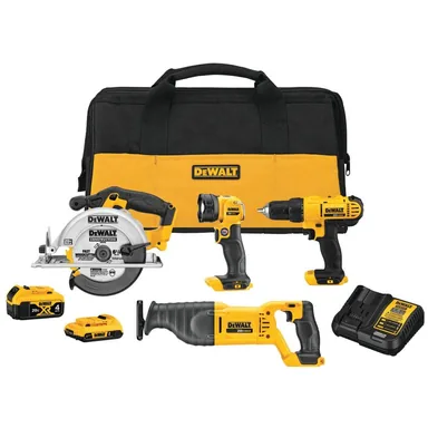 DeWalt DCK445D1M1, bundle: 20V MAX Cordless 4 Tool Combo Kit with (1) 20V 4.0Ah Battery, (1) 20V 2.0Ah Battery, and Charger