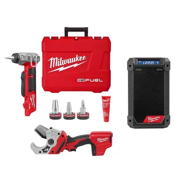 Milwaukee 2532-20-2470-20-2951-20, bundle: M12 FUEL ProPEX Expander Tool with 1/2 in.-1 in. RAPID SEAL ProPEX Expander Heads with M12 PVC Pipe Shear & M12 Radio
