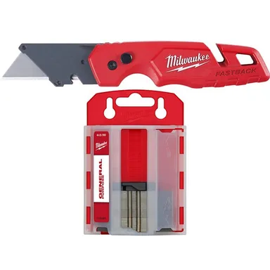 Milwaukee 48-22-1501-48-22-1950, bundle: FASTBACK Folding Utility Knife with 50-Pack Utility Blades