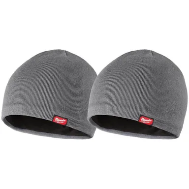 Milwaukee M751G-M751G, bundle: Men's Gray Fleece-Lined Beanie Cap (2-Pack)
