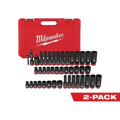 Milwaukee 49-66-7009-49-66-7009, bundle: SHOCKWAVE 3/8 in. Drive SAE and Metric 6 Point Impact Socket Set (86-Piece)