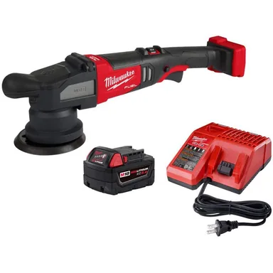 Milwaukee 2684-20-48-59-1850, bundle: M18 FUEL18V Lithium-Ion Brushless Cordless 15MM DA Polisher with 5.0 Ah Battery and Charger Starter Kit