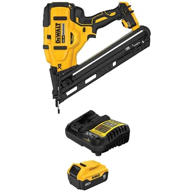 DeWalt DCN650BWDCB205C, bundle: 20V MAX XR Lithium-Ion Cordless 15-Gauge Angled Finish Nailer with 20V MAX Lithium-Ion 5.0 Ah Battery and Charger