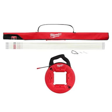 Milwaukee 48-22-4155-48-22-4165, bundle: 30 ft. Fiberglass Fish Stick Low/Mid/High Flex Combo Kit with 100 ft. Polyester Fish Tape with Non-Conductive Tip
